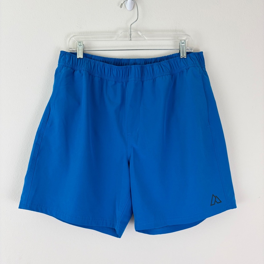Alpine Design Mens Blue Swim Trunks Mesh Lined Zipper Pocket Shorts XL 7" Inseam
